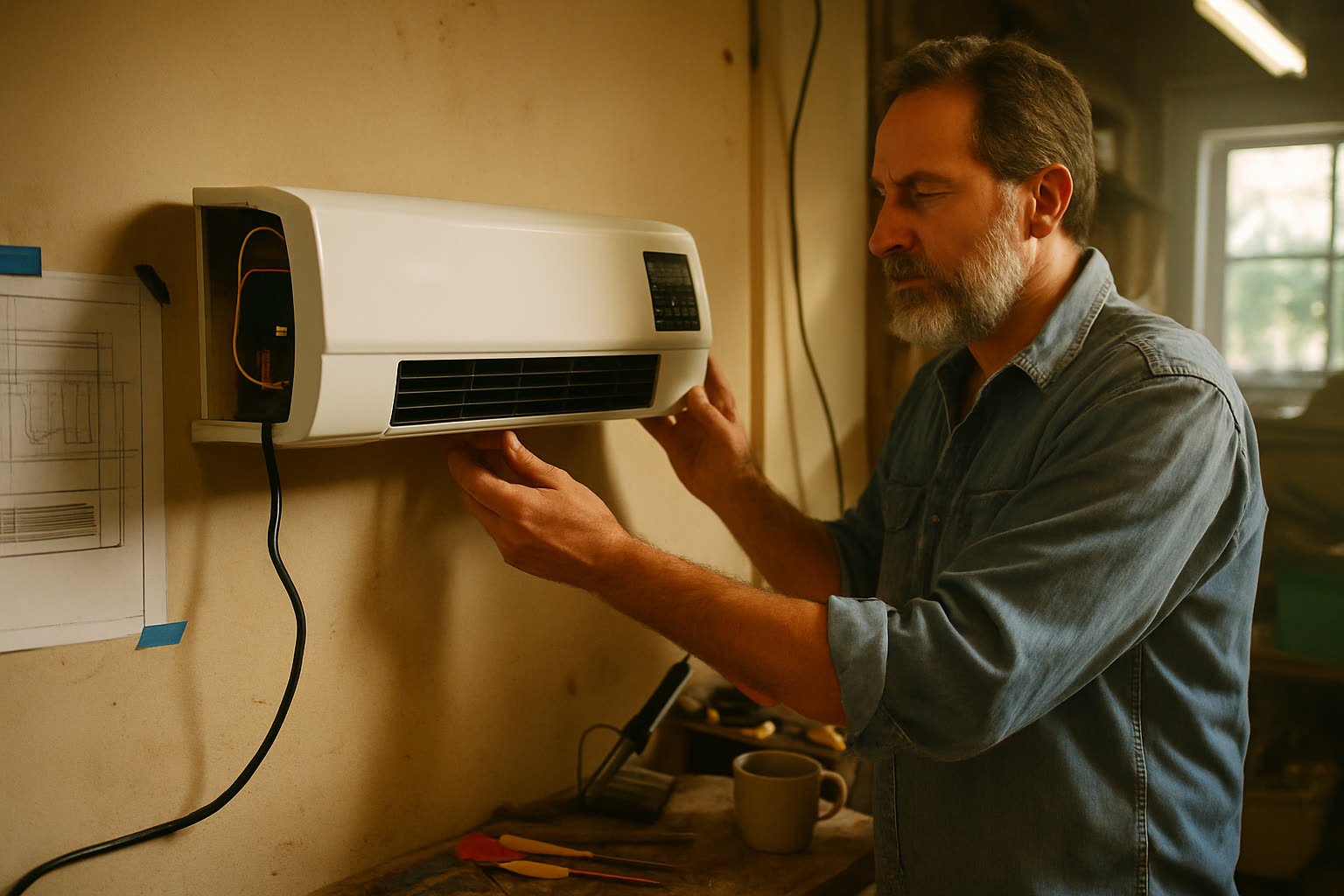 Daniel R., 47, with the Coolizi prototype mounted in his Phoenix garage.